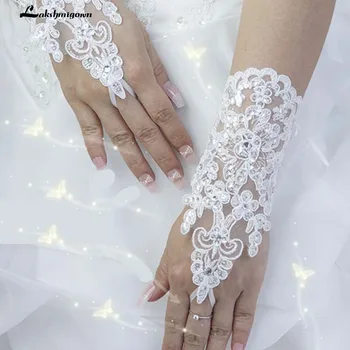 Nove Korejske Modne Zapestje Cvet Čipke Diamant, Poročne Rokavice, Poročne Rokavice, Obleko Kratek Odstavek Rokavice Brez Prstov