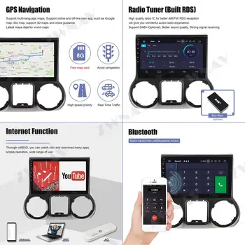 360Cameras IPS Zaslon Za Jeep grand wrangler 2011 2012 2013 2016 Android 10 Multimedijski Predvajalnik Avdio Radio Snemalnik