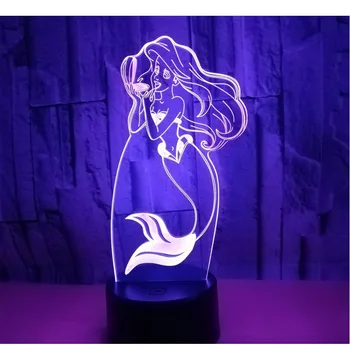 MYDKDJL 3D LED Nočna Lučka za morska deklica z 7 Barv Svetlobe za Dom Dekoracija Žarnice Neverjetno Vizualizacija Optične Iluzije