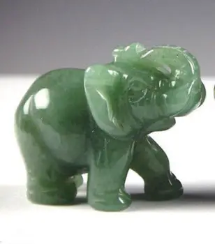 NOVI Kitajski Zeleni jades Vklesan Slona Majhen kip