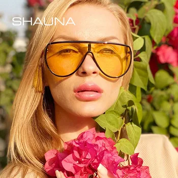 SHAUNA Ravno Top Oversize Enem Kosu sončna Očala Ženske Modni Buljiti Odtenki Moških UV400