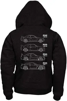 Mufflebox Nissan Skyline GTR Mens Avto Hoodie. Velikosti S, M, L, XL, XXL - Črna zima poletje plašč ulične telovadnici jogger hoodies