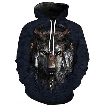 2020 Nov Modni Moški pulover s kapuco 3D Vsem Natisnjeno Živali volk hoodies Harajuku Priložnostne ulične sudadera hombre