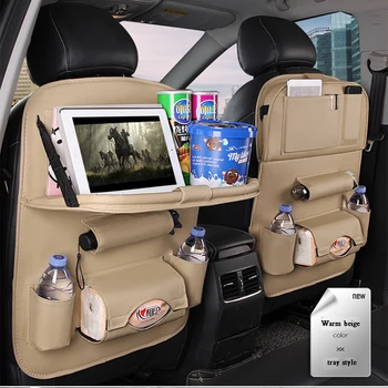 Avto Avto Nameščena PlateTable Pu Usnje Zložljive Za Avto Sedež Nazaj Multi-funkcionalno Shranjevanje Držalo Prenosnik Tablet Nosilec za Telefon