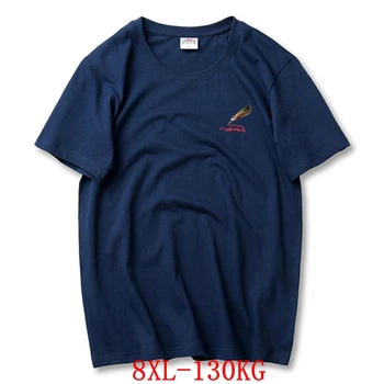 Poletje moška T-Shirt 8XL Volk Velikosti Velike 5XL 6XL 7XL Priložnostne T-Shirt z Bombažem, Tiskanje Doma Svoboden Mornarsko Modra