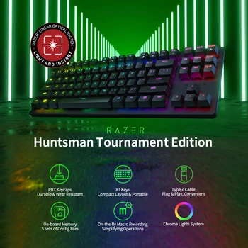 Razer Huntsman Turnir Edition Mehansko Tipkovnico, Optični Linearni Stikalo Gaming 87 Tipke RGB Osvetlitev Žično Tipkovnico