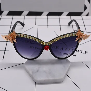MINCL/moda dame sončna očala za ženske mačka prevelik metulj sončna očala ženske modni očala luksuzni stranka black LXL