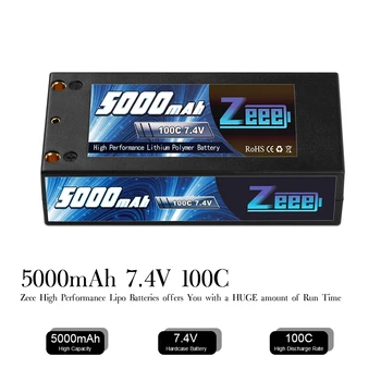 Zeee 2S 7.4 V 100C 5000mAh Shorty Lipo Baterije Hardcase z Dekani Priključek za RC 1/10 Lestvici Vozil, Avtomobilov, Tovornjakov, Ladij RC Model
