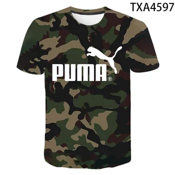 2021 Nove Modne blagovne Znamke Čeden Moški Puma 3D Natisnjeni T-shirt Kratek sleeved Zgornji del Priložnostne Športnih T-shirt za Fante in Dekleta