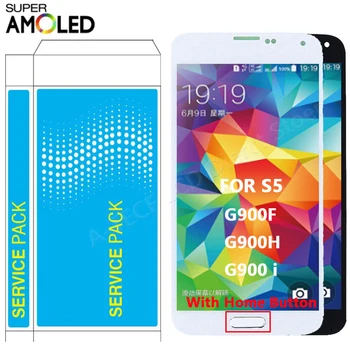 SUPER AMOLED G900F Za Samsung Galaxy S5 i9600 G900A LCD-Zaslon na Dotik Z Doma Gumb Za Samsung S5 LCD Reair deli