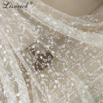 1yard 125 CM širok White star til -Net Vezene Poročno obleko, Krilo Afriki francoski čipke Krpo Obleko šivanje čipke zavese decora