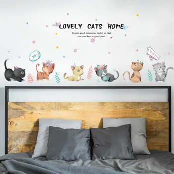 Ročno poslikano pisane mačka, otroška soba, spalnica, dnevna soba dekoracijo sten nepremočljiva nalepke za otroke ozadje decals