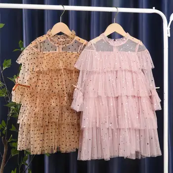 2020 Nova Dekleta Obleko Moda Princesa Rojstni dan Obleko Sequins Star Multi-plast Očesa, Dekleta Obleke DT028