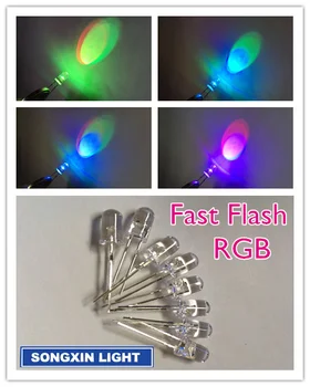 1000 kos/VELIKO 5mm Hitro RGB Flash Rdeča Zelena Modra Mavrica Multi Color light emitting diode Okrogle LED XIASONGXIN SVETLOBE F5 barvno