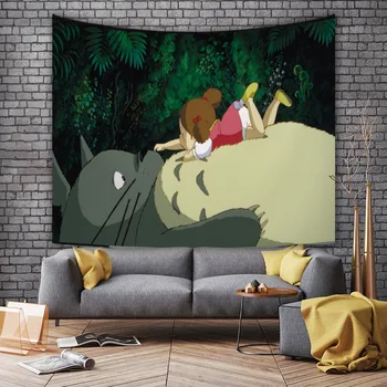 Anime risanke Totoro visi krpo Dormitorij postelji v ozadju krpo Spalnica dekoracijo tapiserija, velikosti srčkan steno krpo