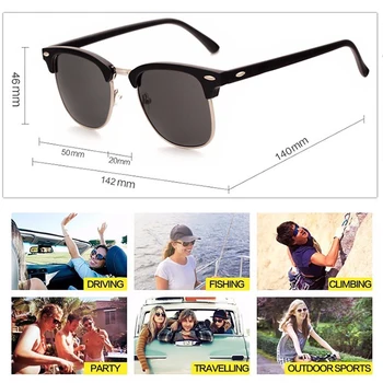 DYTYMJ Polarizirana Moških sončna Očala 2020 Letnik Klasična Semi-Rimless sončna Očala Moških Luksuzne blagovne Znamke Oblikovalec Stekla Ženske Očala
