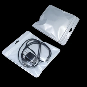100 kozarcev Jasno Bele Plastike za Zip Zapira Elektronsko Opremo Zaklepanje Pakiranje Torbe Zadrgo Zaklepanje Pakiranje Vrečka z Visi Luknja