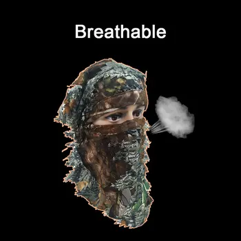 3D Prikrivanje Prostem Lov Masko Taktično Tanke Dihanje Pokrivala Listov Tri-Dimenzionalni Gozd Cs Klobuk Camo Poln Obraz Maske