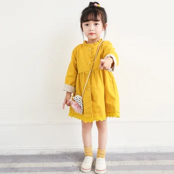 Baby Dekleta windbreaker 1-7 let, spomladi in jeseni, oblačila za otroke jarek Japonski in korejski slog čipke ovratnik plašč