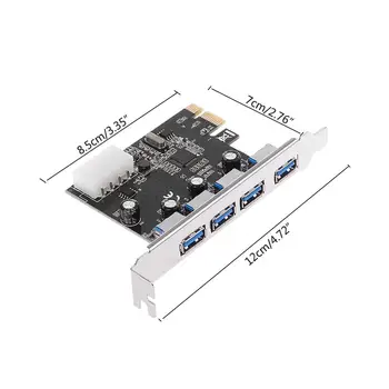 Visoka Kakovost 4 Port PCI-E, da USB 3.0 HUB PCI Express Širitev Sim Adapter 5 Gbps Hitrost Feb6
