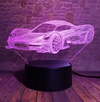 Človek je Kul, Moderno Ferrari Avto Creative 3D Dirke Avtomobilov Noč Svetlobe 7 se Spremeni barva z Oddaljenim 3D Optično Iluzijo Fantje Soba Dekor