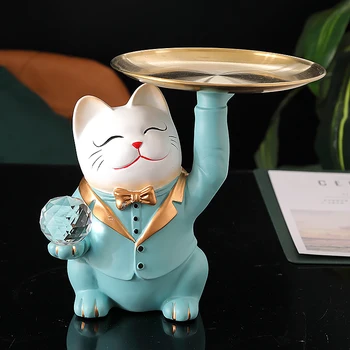 Doma Dekor Miniaturne Figurice Srčkan Mačke Tabela Dekoracijo Shranjevanje Pladenj Kovanec Banka Sodobno Kiparstvo Kip Dnevna Soba Odlikovanja