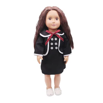 Lutka obleko British school uniform za dekleta črno obleko igrača primerna oprema 18-inch Dekle lutka in 43 cm lutke otroka c259