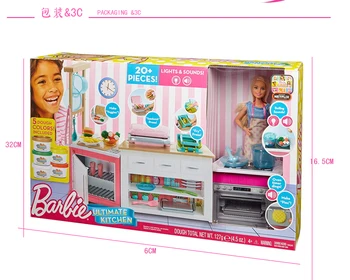 Prvotni Barbie Lutka Končni Kuhanje Kuhinja Igrače za Dekleta Otrok, Otroške Igrače Rojstni dan Darila Bonecas Izobraževanje Igrače Moda