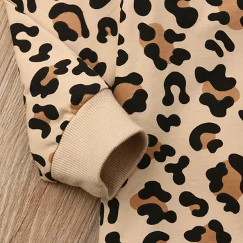 Malčka Otroci Oblačila Baby Girl Boy Oblačila Leopard Tiskanja Vrhu T-shirt Obleke, Jopice s Kapuco