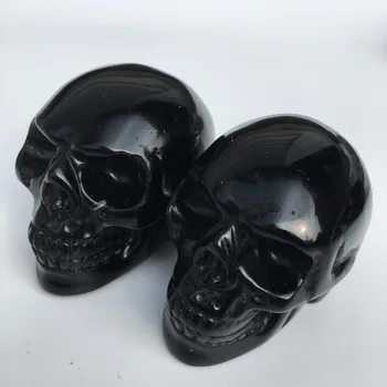 1pcs Naravnih obsidian Quartz Crystal Skull Carving Reiki Zdravljenje