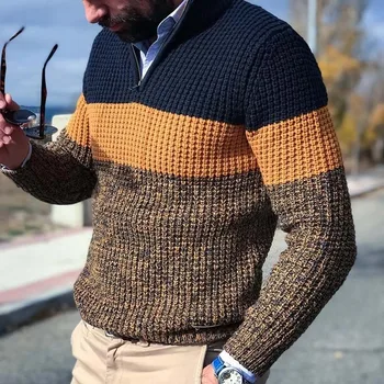 Eksplozivne moška Oblačila 2020 Jeseni Nova moška Jopica Dolgo sleeved Barvno Ujemanje Stand-up Ovratnik Sweater Moški