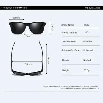2021 HBK Klasičnih Polarizirana Moških sončna Očala Moda Zakovice Kvadratnih Vintage sončna Očala blagovne Znamke Oblikovalec Vožnje Očala Unisex UV400