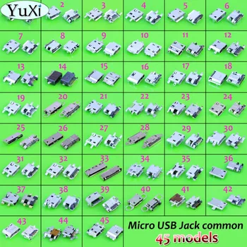 YuXi 45models 45pcs Univerzalni Micro USB DC Jack Priključek moč Plinski priključek za polnilnik ženski plug za Asus Xiaomi za Samsung