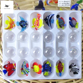 Murano Plavajoče stekla ribe Figurice Akvarij Dekor čar dodatna oprema Mini sea Živali Kip Srebrno folijo design Ornament Obesek