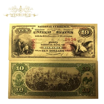 10pcs/veliko Novih Izdelkov 1875 je Amerika Barva Zlata Bankovec za 10 Dolarjev Bankovci V 24k Gold papirnati Denar Za Darilo In Zbiranje