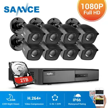 SANNCE 8CH 1080N DVR CCTV Sistema 4/8pcs 1080P 2.0 MP Varnostne Kamere IR zunanja IP66 Video Nadzor, komplet za zaznavanje gibanja
