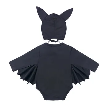 Mudkingdom Fantje Dekleta, igralne obleke Obleke Bat Rokavi Jumpsuit+Klobuki 2Pcs Otroci Oblačila Komplet Dojenček Halloween Obleko