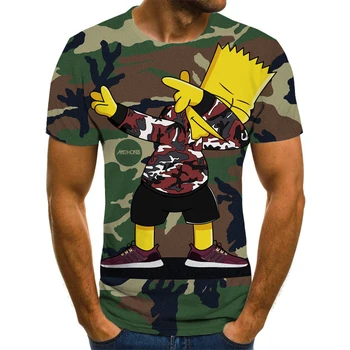 Risanka 3D Tiskanje Simpsons Ulične za Moške in Ženske majice Harajuku T-majice Smešno Smešno Oblačila Najstnik, T-majice