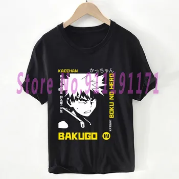 Vogue Katsuki Bakugo t shirt Unisex Moj Junak Univerzami Anime Black Vrhovi Ulzzang grafike Bombaž Pluse Velikosti T-shirt Ženski/Moški