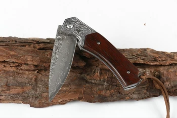 Novo folding nož rezilo Damask rezilo leseni ročaj žepni noži na prostem lov preživetje darilo reševanje EOS orodja brezplačna dostava
