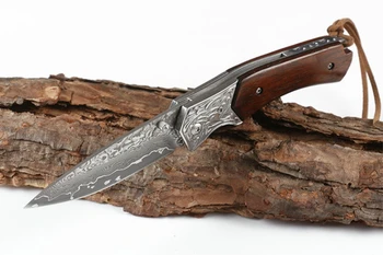 Novo folding nož rezilo Damask rezilo leseni ročaj žepni noži na prostem lov preživetje darilo reševanje EOS orodja brezplačna dostava